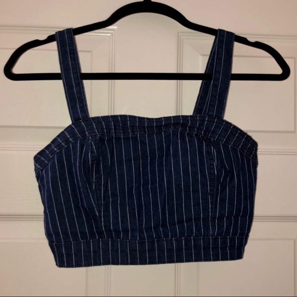 Pinstripe Denim Crop Top
